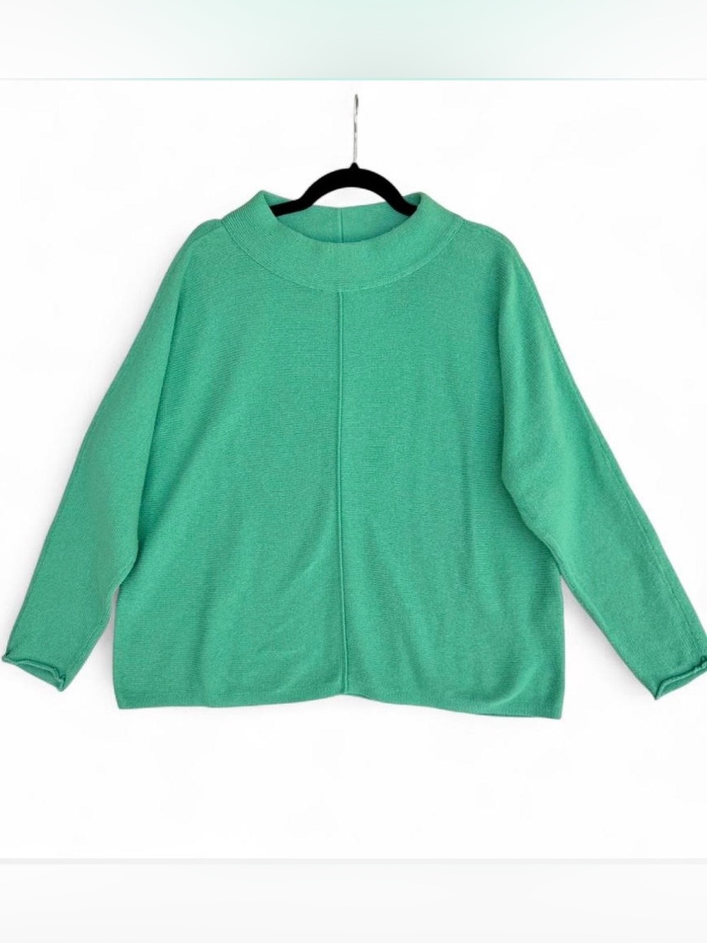 Eileen Fisher Cashmere & Cotton Green Knit Sweater with Crew Neck